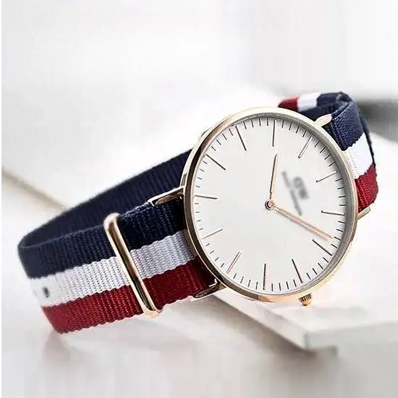 Per Daniel Wellington Watch per uomo e donna blu bianco nero cinturino per orologio in Nylon traspirante impermeabile 18 20 22mm