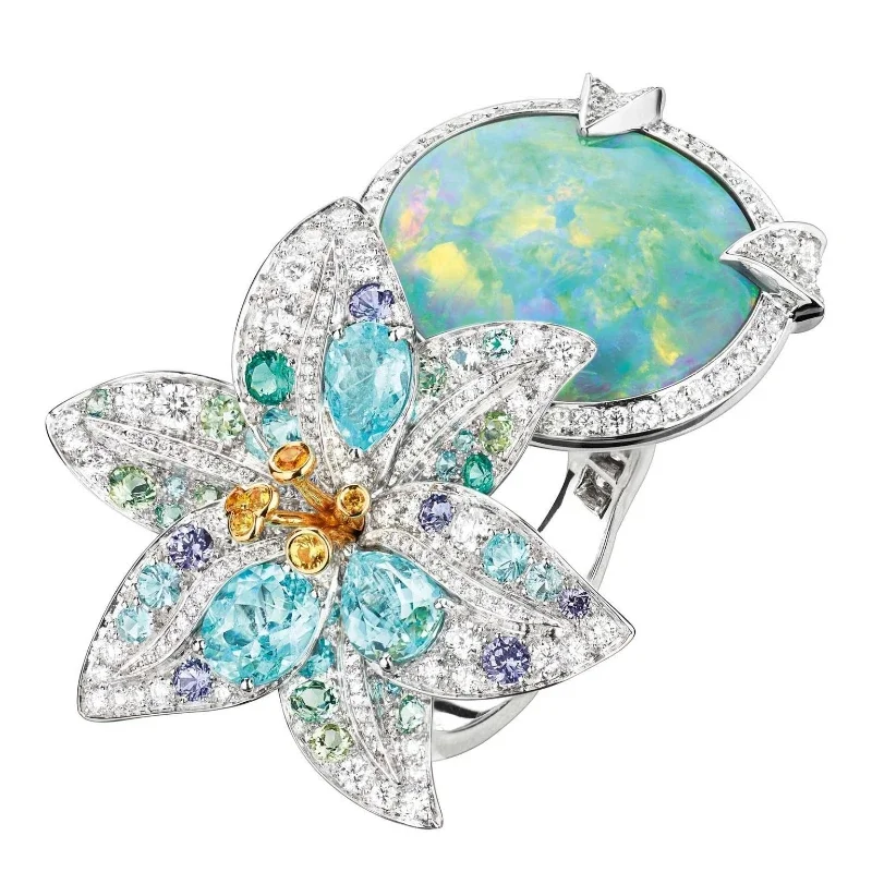 Trendy Female Fire Artificial Opal Ring Wedding  Elegant Jewelry For Party Simple s Gift  Girl Dropshipping