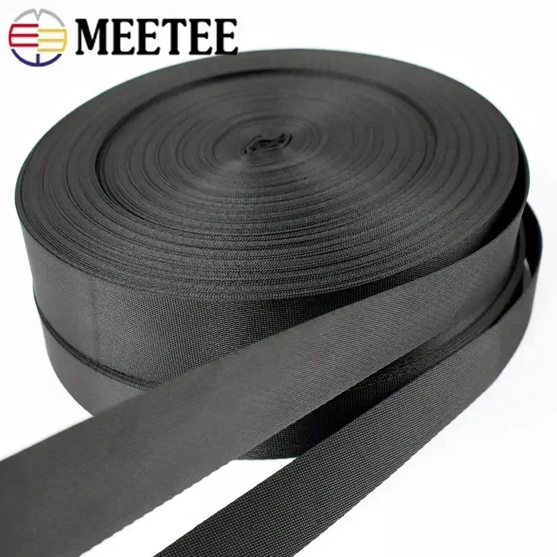 10M 0.7mm Thick 10-100mm Nylon Webbing Band Black Shoulder Bag Strap for Pet Collar Luggage Belt Sling Ribbon Sewing Accessories