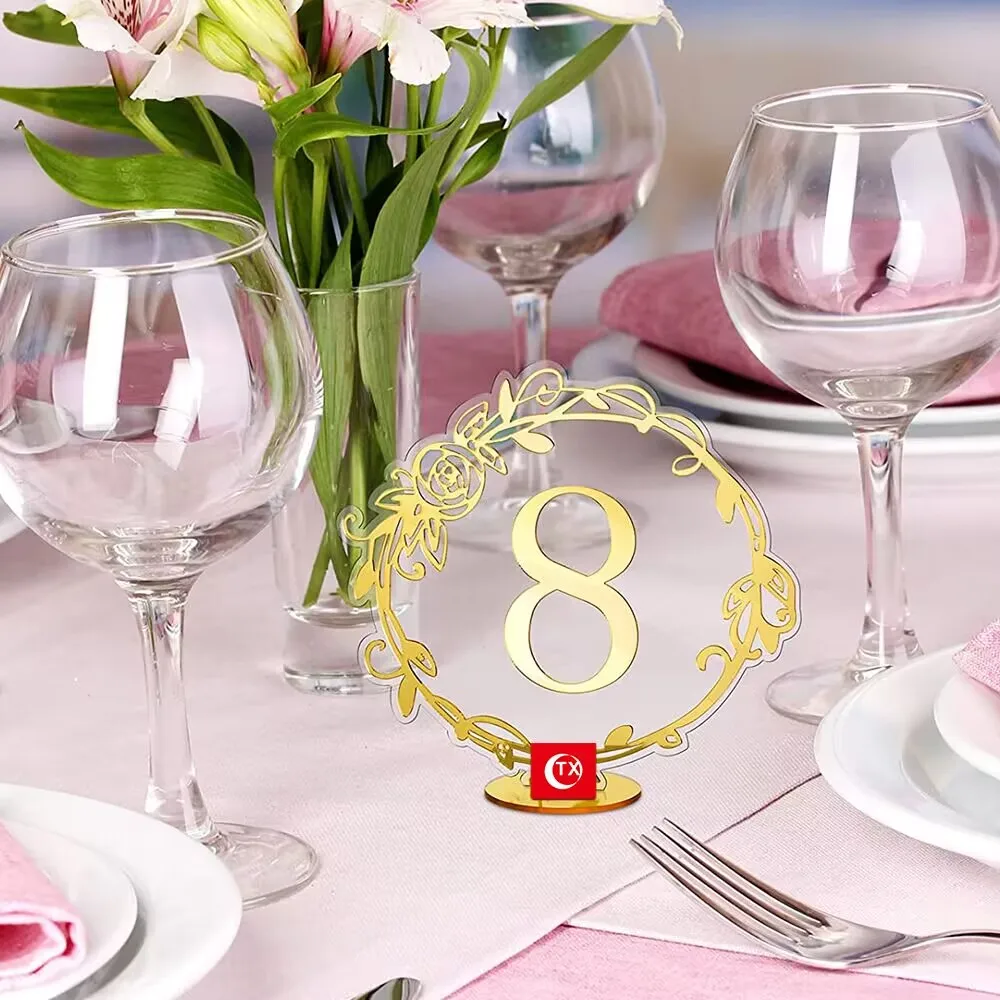 

Party Decoration Table Numbers Stand Acrylic Arabic Numerals Seat Clip For Wedding Birthday Event Reception Guest Signs 50Pcs