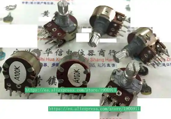 5pcs/lot Stock 148 dual-potentiometer A100K handle length 15MM flower volume potentiometer
