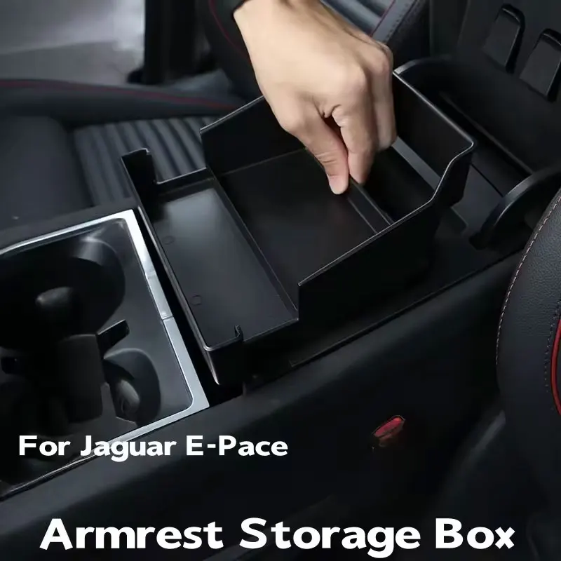 

ABS Black Car Center Control Armrest Box Storage Box Organize The Pallet for Jaguar E-Pace 2018 Car Accessories