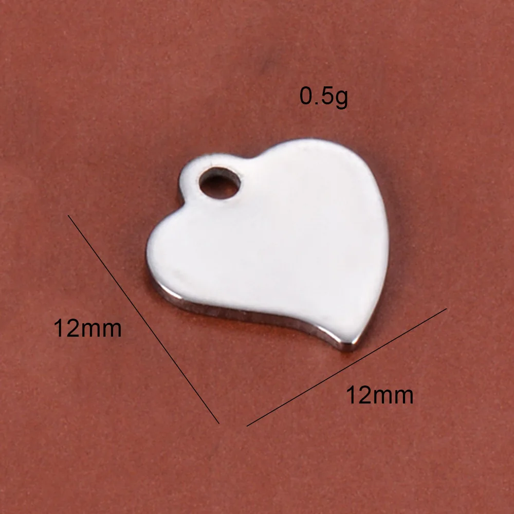 100PCS Großhandel Edelstahl Logo Kleine Herz Charme Schmuck DIY Erkenntnisse Für Anhänger Halskette 6x7mmTag für Logos Machen – Detail 3