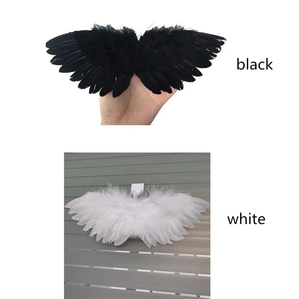 Accesorios de ala colgante para decoración de muñecas, Mini pluma, ala de Ángel para el Día de San Valentín, ropa de ala, blanco y negro