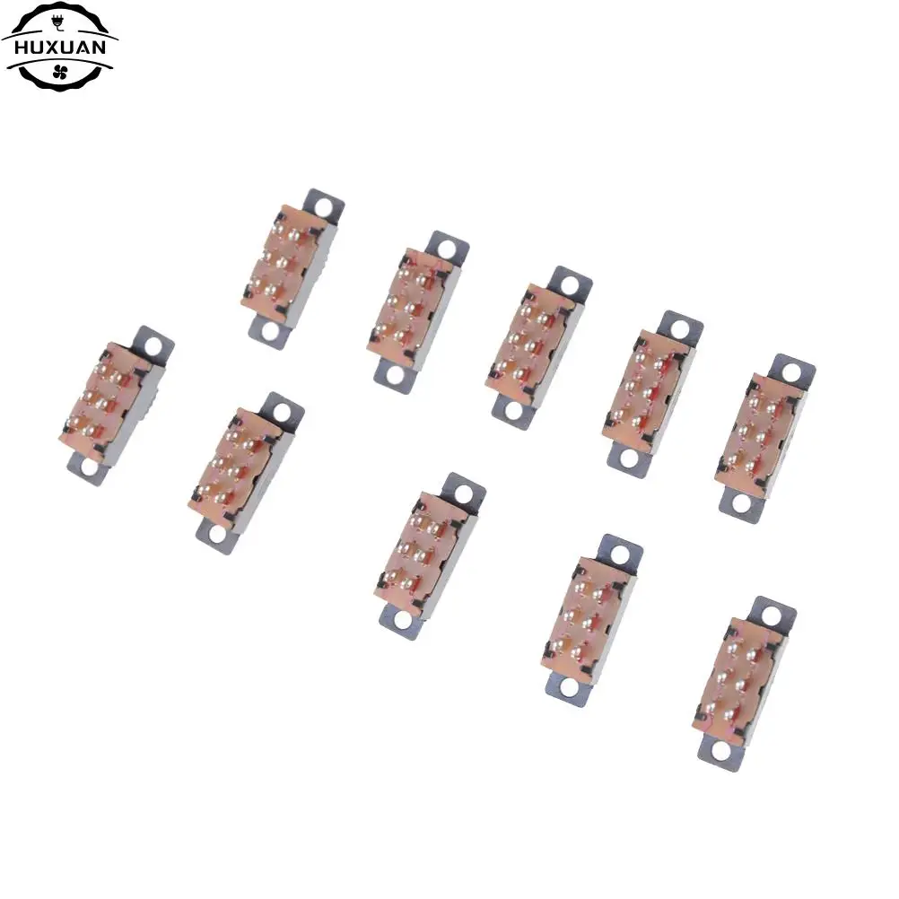 10 Pcs 2 Position DPDT 2P2T Panel Mount Vertical Slide Switch 6 Pin 0.5A 50V DC