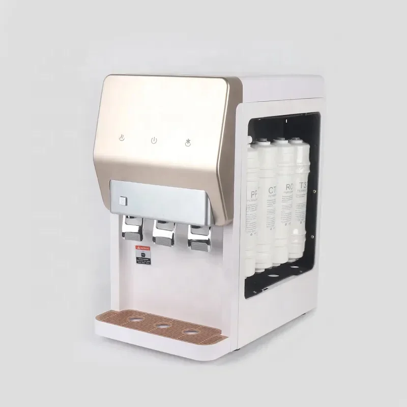 Domestic counter top small home pure water purification filter purifier mini water osmosis dispenser with hot cold taps