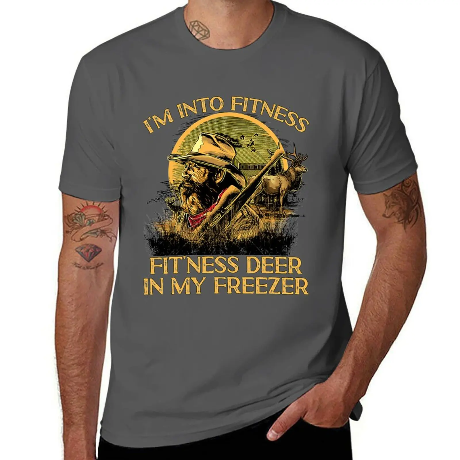 I'm Into Fitness Fitness Deer In My Freezer Outdoor Hunting T-shirt summer clothes anime clothes oversized t shirts for men