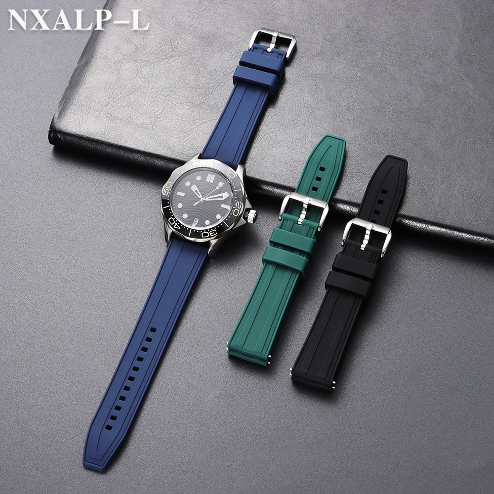 Premium FKM Fluoro Rubber Watch Band 20mm 22mm for Rolex for Omega Strap for Seiko for Oris Diving Sports Women Men Bracelet