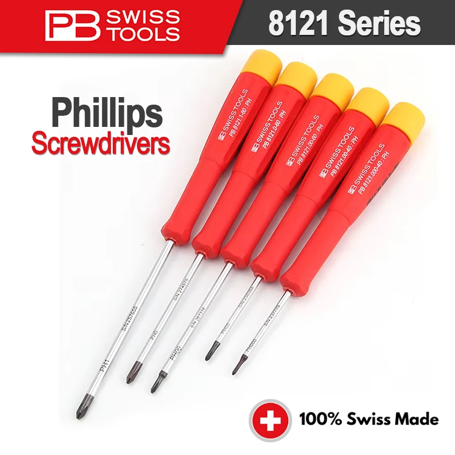 PB SWISS TOOLS Electronic Precision Phillips Screwdriver With ESD Safe Dissipative Handle Multi-Combined Screwdriver NO.8121