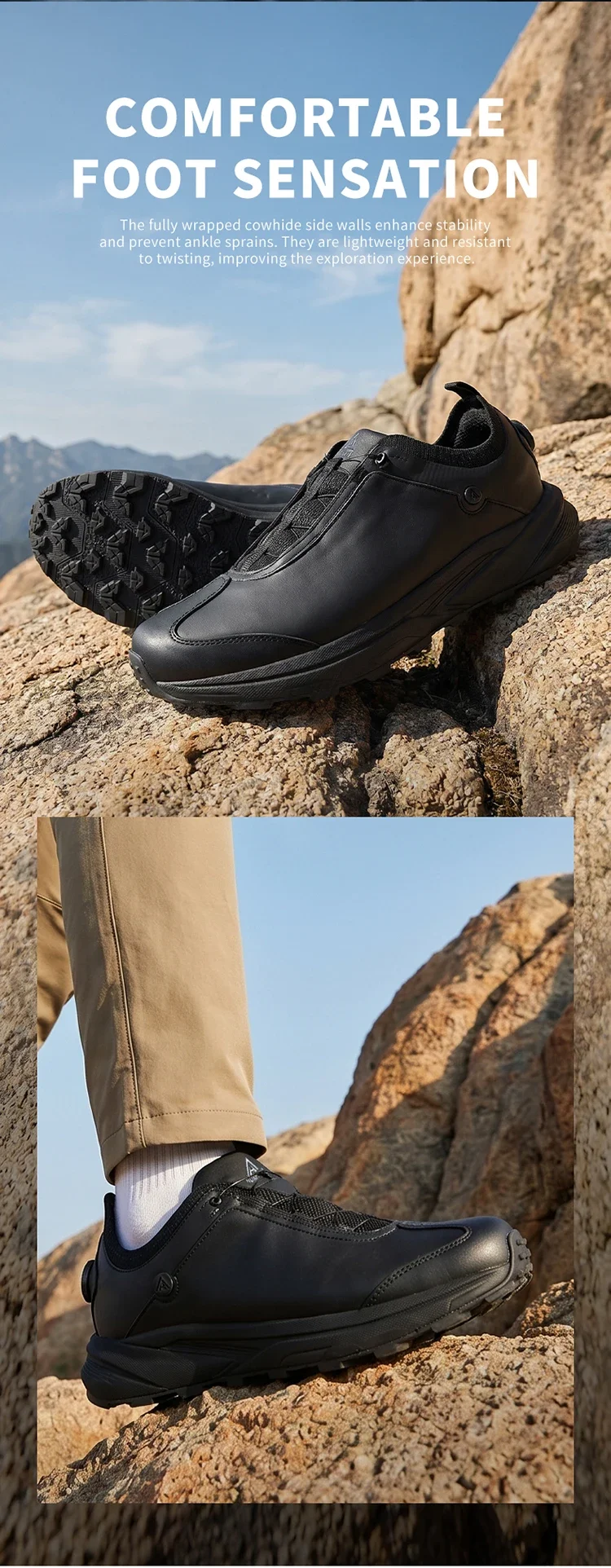 HUMTTO Rutschfeste Wanderschuhe für Herren, Wasserabweisend, Atmungsaktiv, Outdoor-Sneaker für Männer, 2026 Winter, Echtleder, Trekking-Schuhe für Herren – Detail 6