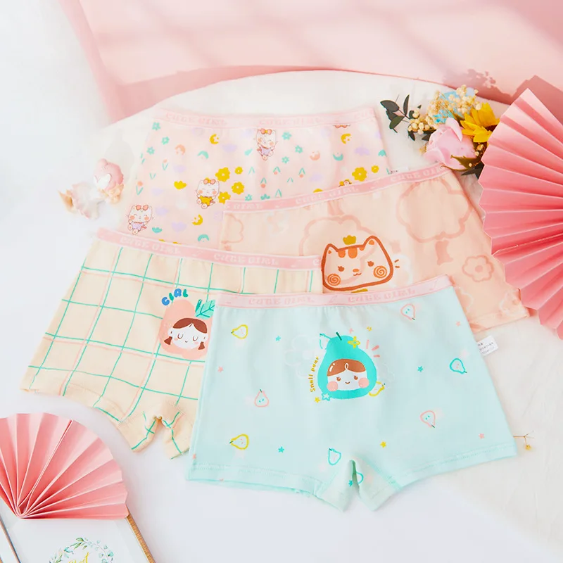 

Girls and Children's Pure Cotton Cute Cat Printed Underwear For Small and Medium-Sized Children's Flat Corner Pants