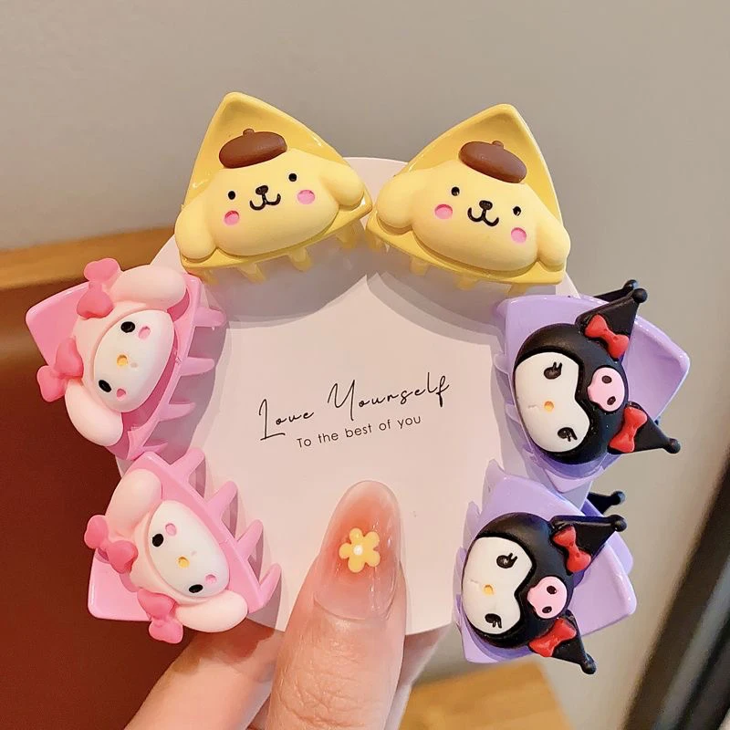 1Pair Cartoon Sanrio Hair Clip Melody Kuromi Cinnamoroll Kt Cat Anime Hair Clip For Women Girls Sweet Hair Accessories Gift