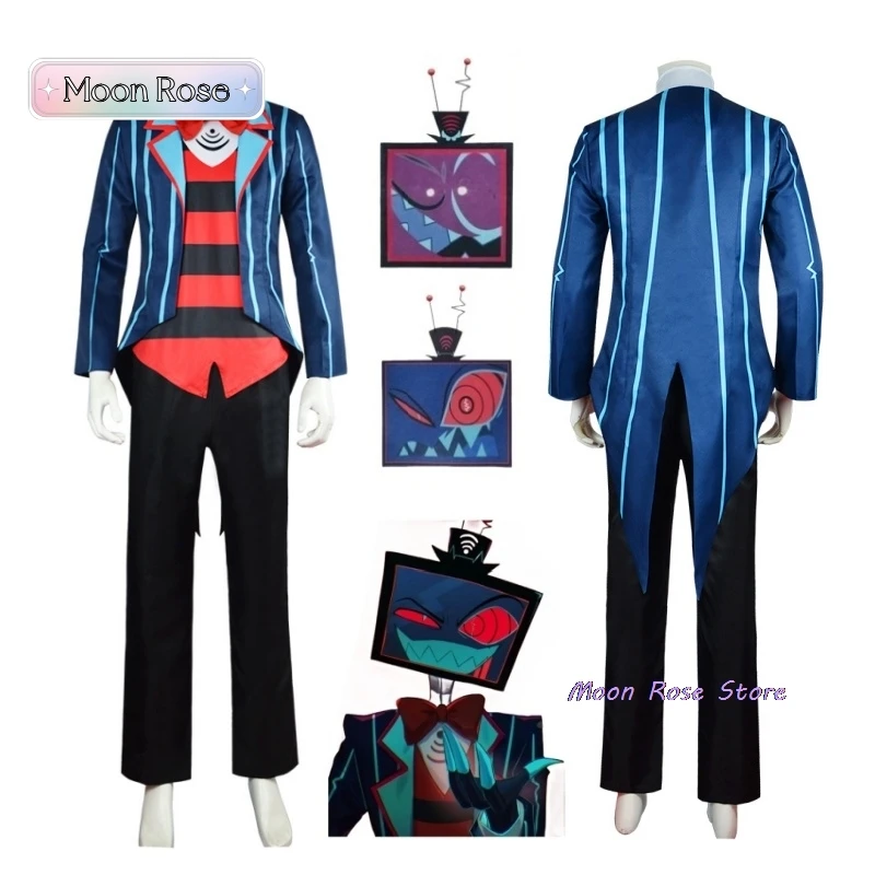 

Hazzbin Costume Cosplay Hotel Vox Cosplay Uniform Mask Suit Outfit Halloween Carnival Christmas Blue Red Suit Role Playing