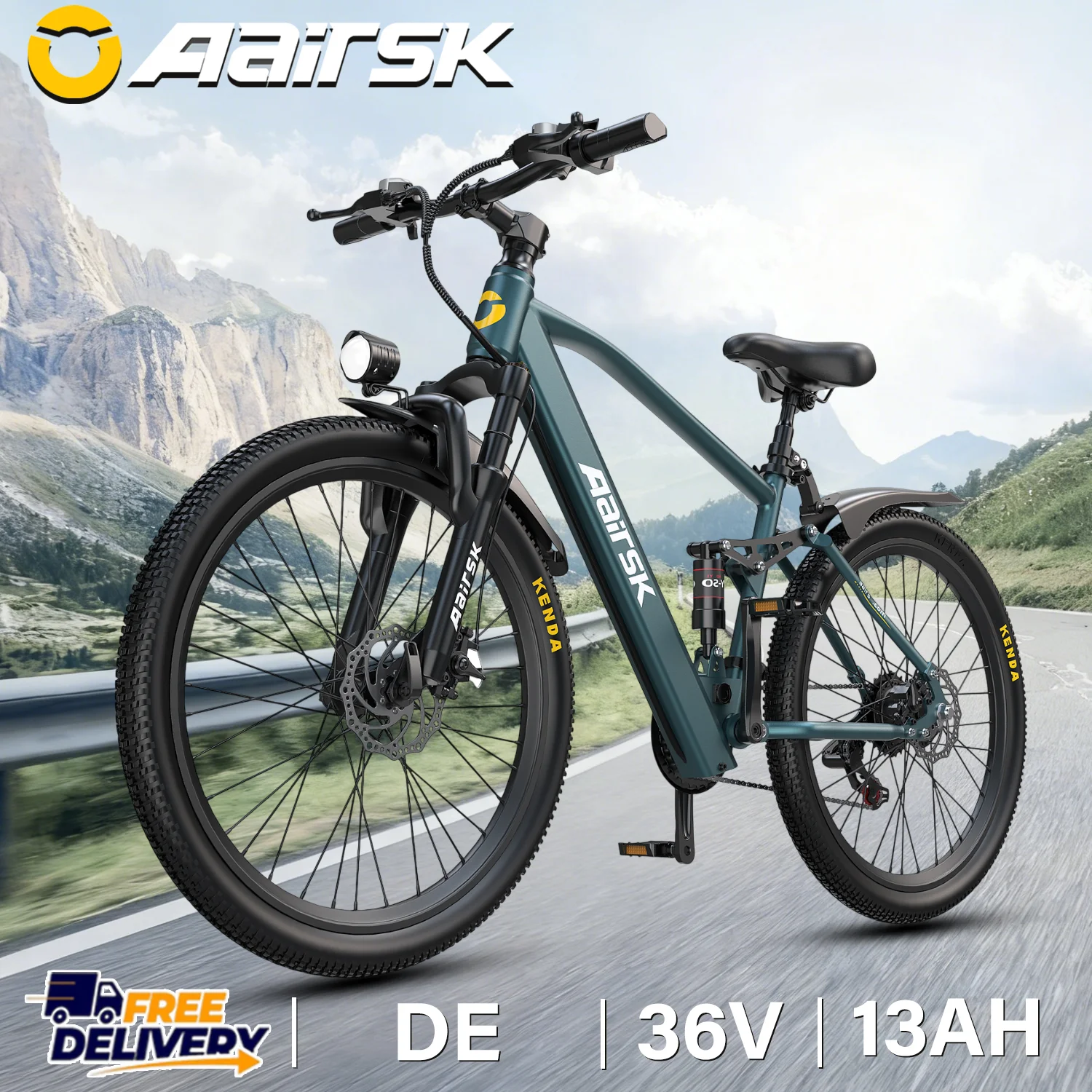 Aairsk GT900 E-Bike für Erwachsene, Elektrofahrrad mit Shimano 21-Gang-Schaltung, 36V13AH Akku, Pendler-Elektrofahrrad mit 26-Zoll-Reifen
