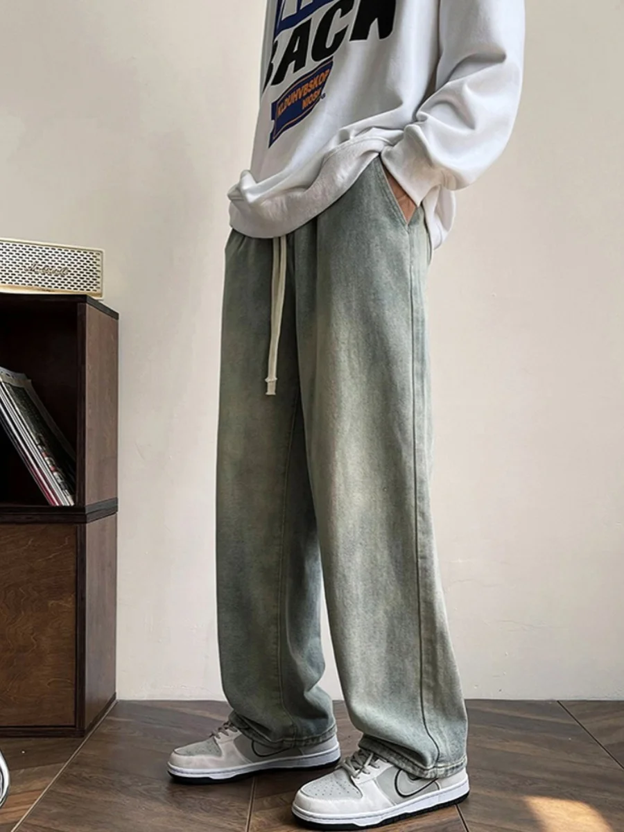 

Американские мужские джинсы в стиле ретро, весенне-осенние, в стиле хип-хоп, свободные, широкие, прямого кроя, повседневные, молодежные, популярные