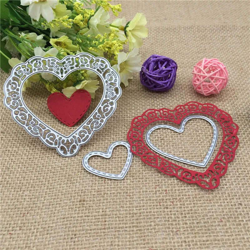3 Pcs Love Heart Metal Cutting die keychain shaker Heart Paper Key Chain Scrapbook Paper Craft Card Punch Art Knife Cutter