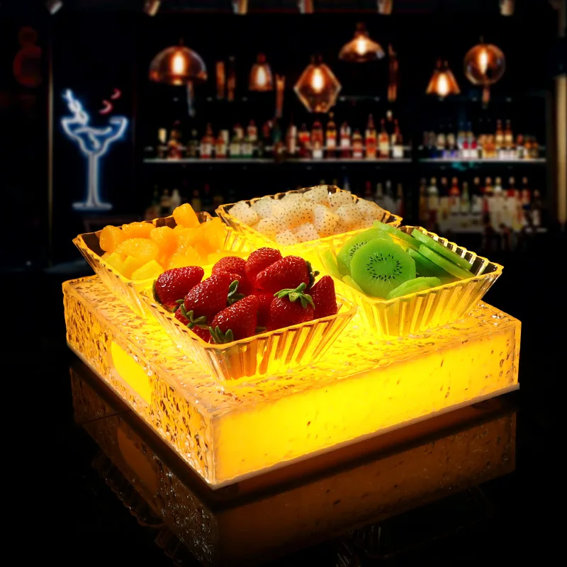 

LED bar KTV grid luminous ice pattern frozen fruit snack inventory heart dried fruit platter snack