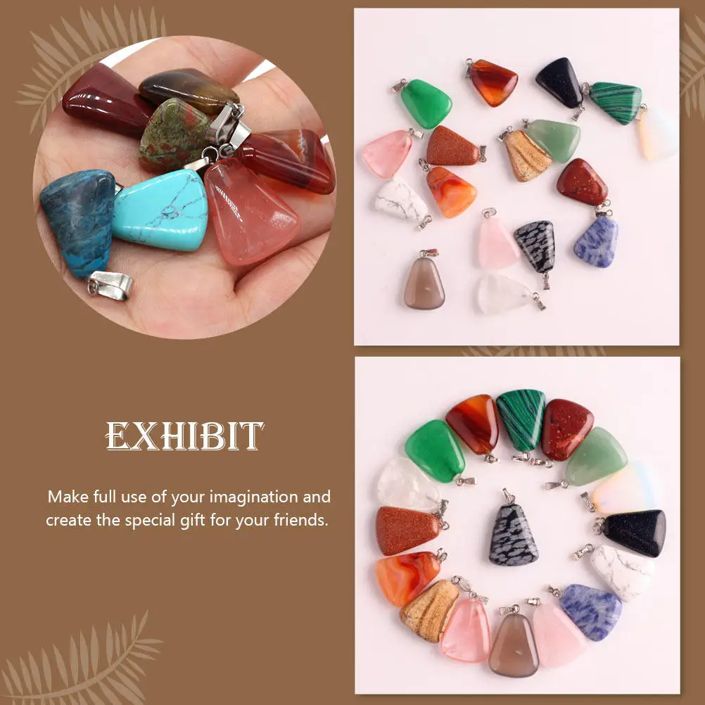 

20Pcs Semi Precious Stone Pendant DIY Jewelry Making Findings Necklace Bracelet Supplies Random Color DIY Pendant