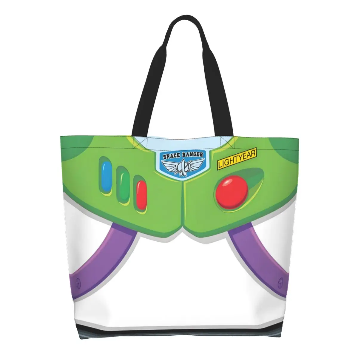 Custom Anime Toy Story Buzz Lightyear's Space Suit Canvas Shopping Bag Women Washable Large Capacity Grocery Tote Shopper Bags