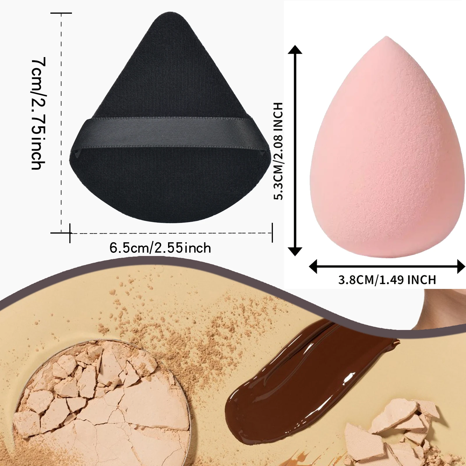 12 Beauty Ei Make-Up Spons Driehoek Poeder Puff Vinger Poeder Puff Set - Premium Make-Up Mixer