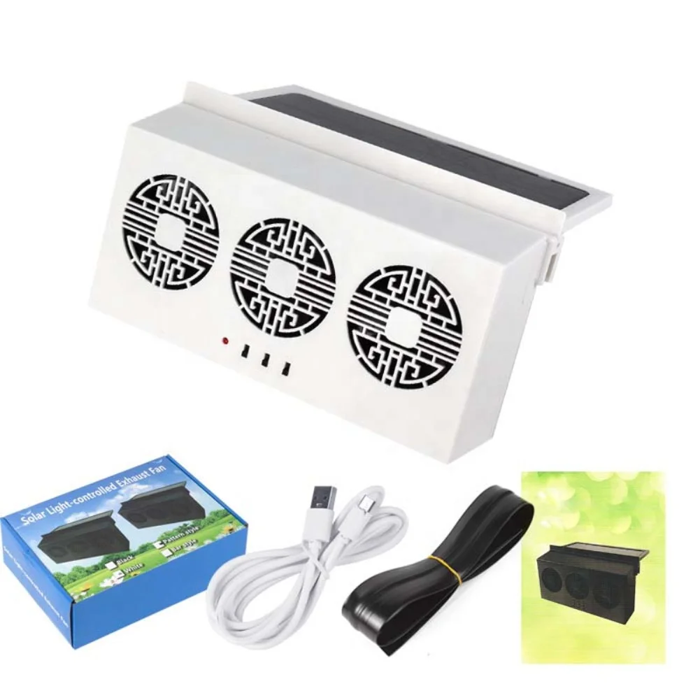 Car Cooling System Solar Panel Car Window Cooler Fan Auto Air Vent Ventilation Fan Solar Radiator 3 Fans for Heat Dissipation