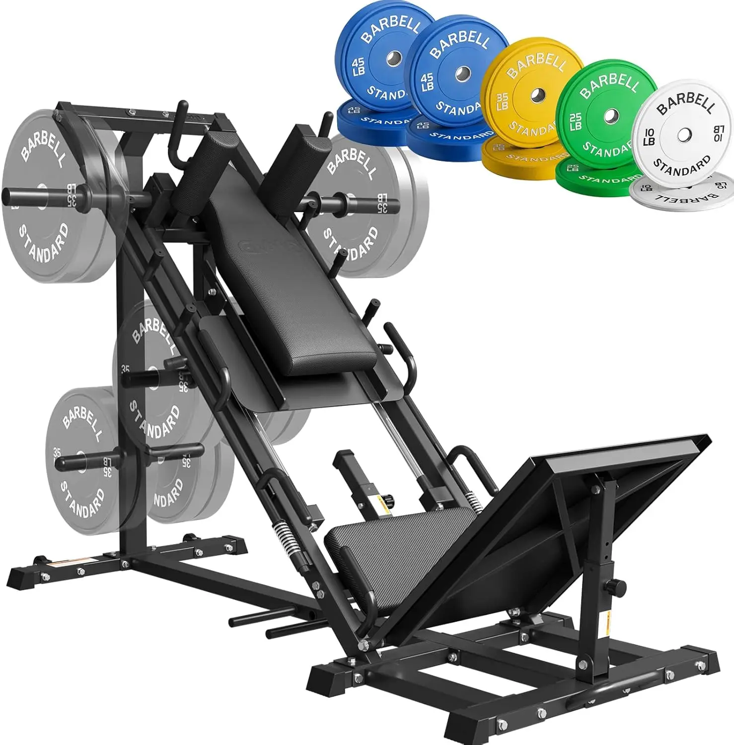 GMWD Leg Press Hack Squat Machine Combo,Leg Exercise Machine with Linear Bearing,45-Degree Lower Body Special with 320LBS Weight