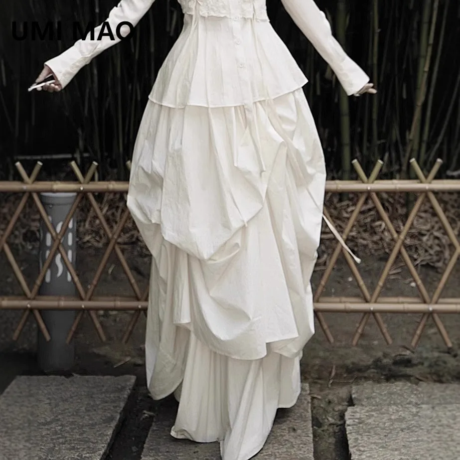 UMI MAO Heavy Craft Super Fairy Texture Pleated Puffy Skirt Femme New Spring Niche Skirts Women Y2K