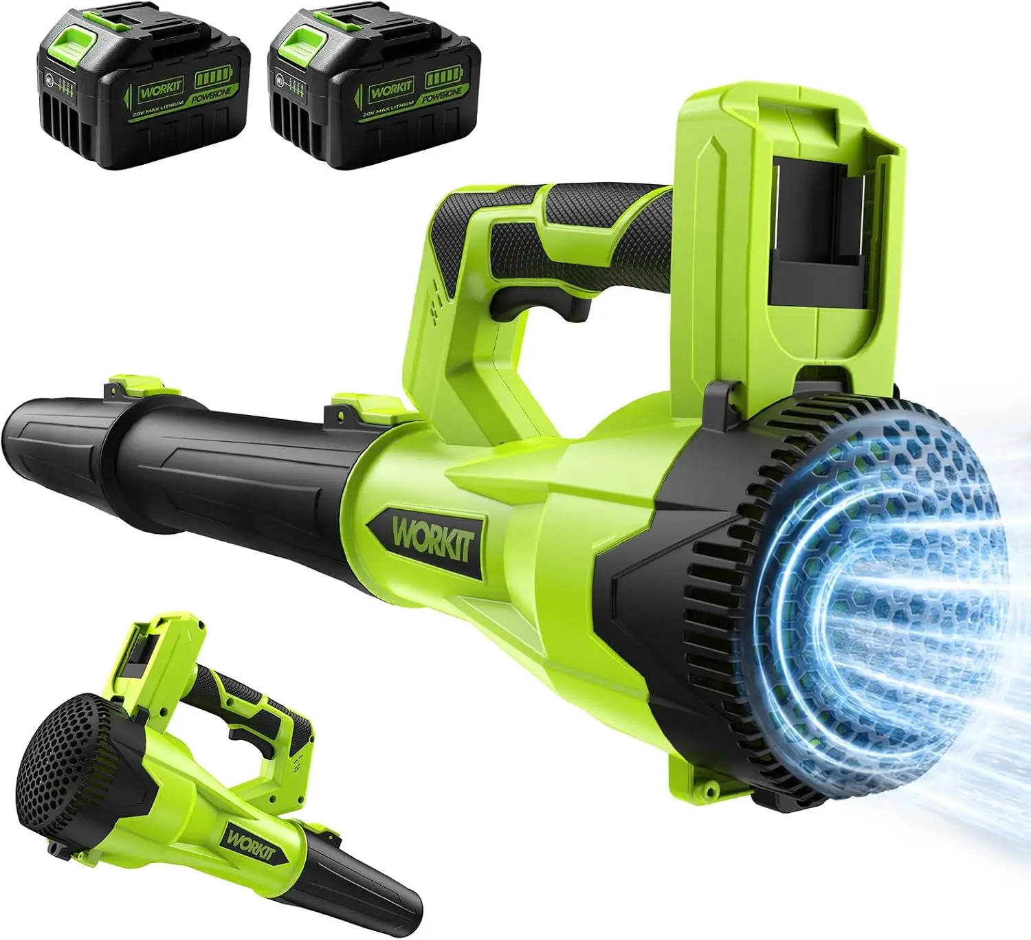 450 CFM Cordless Leaf Blower Featuring a Brushless Motor and Two 4.5Ah Batteries