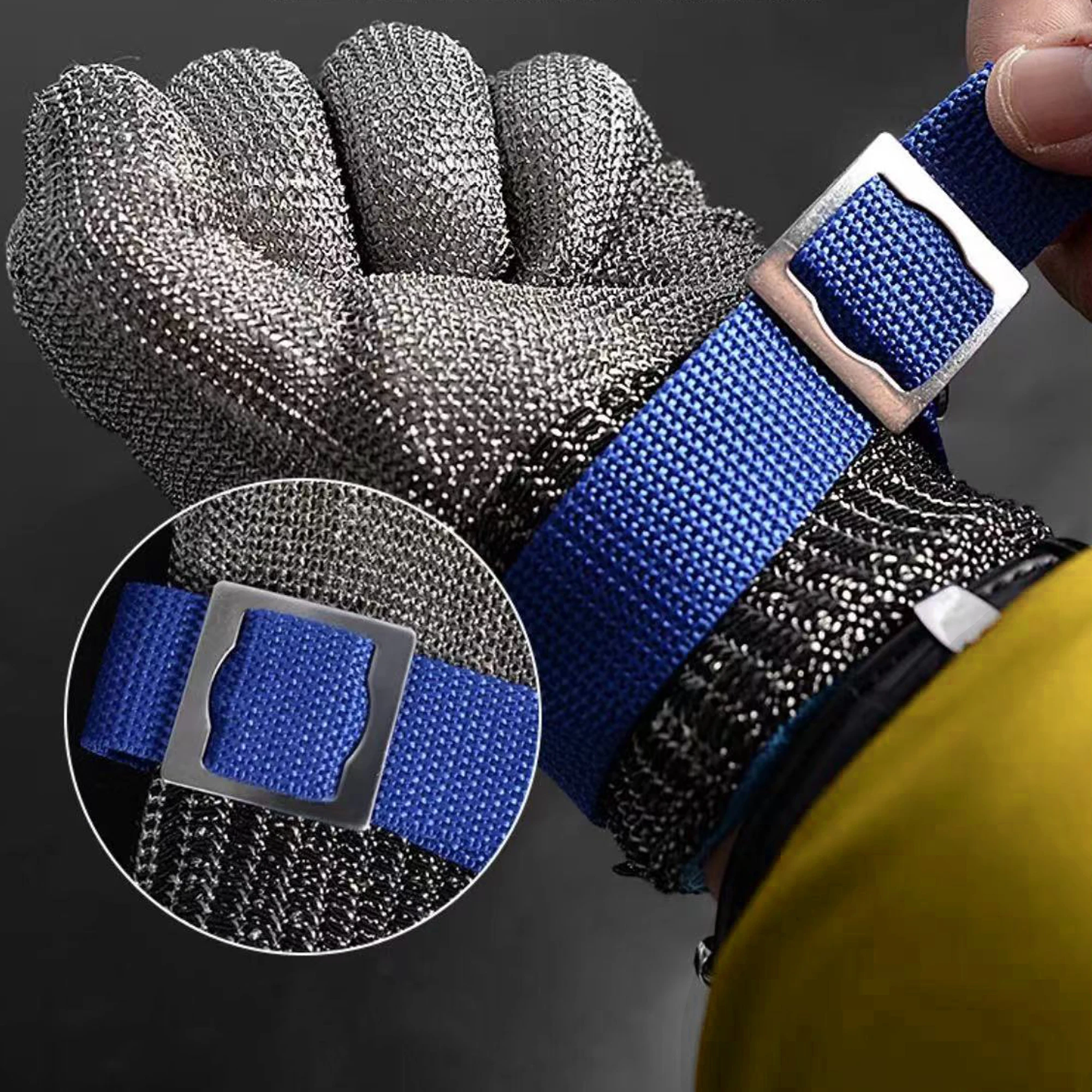 1 Pair Stainless Steel Mesh Gloves with Glove Clip, Level 9 Cut Resistance - Ideal for Cooking, Meat Cutting, Fishing, Gardening