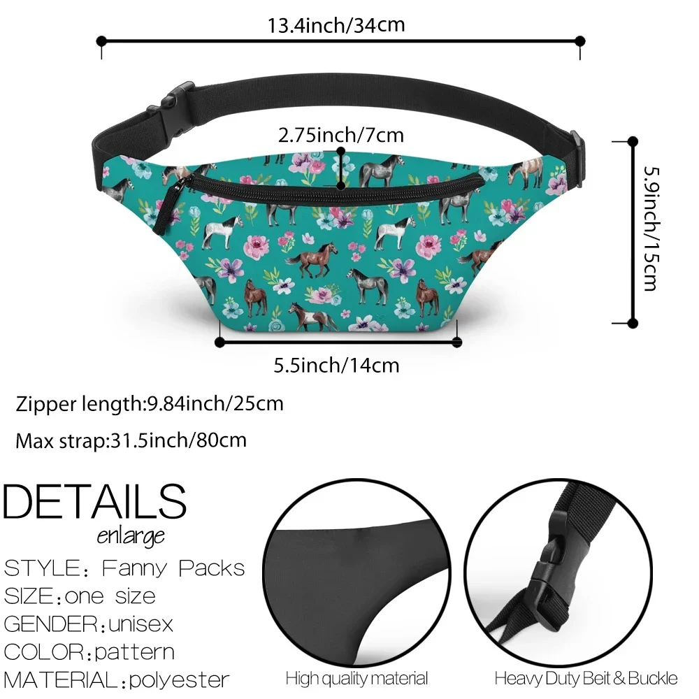 Animal Horse Fanny Packs dla kobiet Fanny Pack dla mężczyzn Torba na pasek Crossbody Fanny Packs dla kobiet Running Fanny Pack Waist Pack — zdjęcie 5
