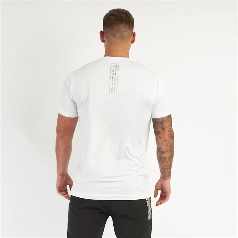 Men's casual cotton round neck sports economy, short sleeved fitness suit, fitness wear, gym fashion, summer, brand new