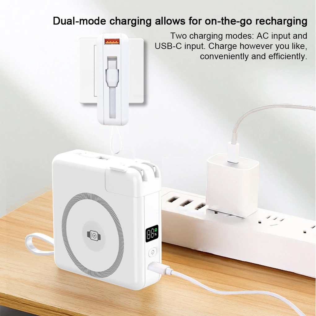 

Полутвердотельный магнитный беспроводной внешний аккумулятор 15 Вт, 20 Вт PD, быстрая зарядка, 10000 мАч, внешнее зарядное устройство для Apple Watch 2 в 1