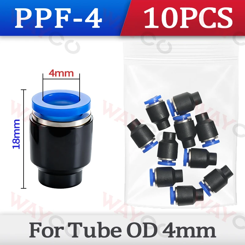 10 Stück pneumatische Steckverbinder, Schnellkupplung, Kunststoff-PPF-Rohrkappe, PP-Verschlussstopfen, 4 mm, 6 mm, 8 mm, 10 mm, Luftschlauch-Dichtungsverbinder