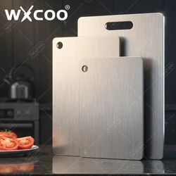 WXCOO Chopping Board Stainless Steel Double Sided Thickened Kneading Dough Board Kitchen Household Fruit Cutting Block