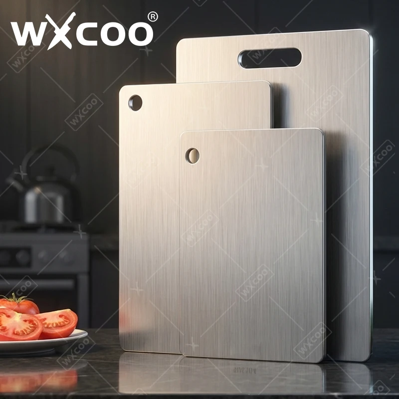 WXCOO 도마 스테인레스 스틸 양면 두꺼운 반죽 도마 주방 가정용 과일 절단 블록