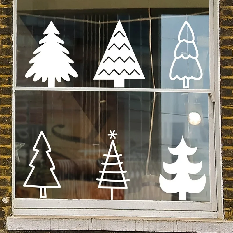 

1 Set 6Pcs Christmas Tree Vinyl Stickers Waterproof Decal for Motorcycle Helmet Car Window Body Decor