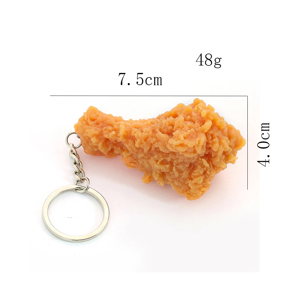 PVC Creative Simulation Fried Chicken Leg Keychain Window Ornament Food Props Model Toy Pendant Pendant Bag Charm Accessories