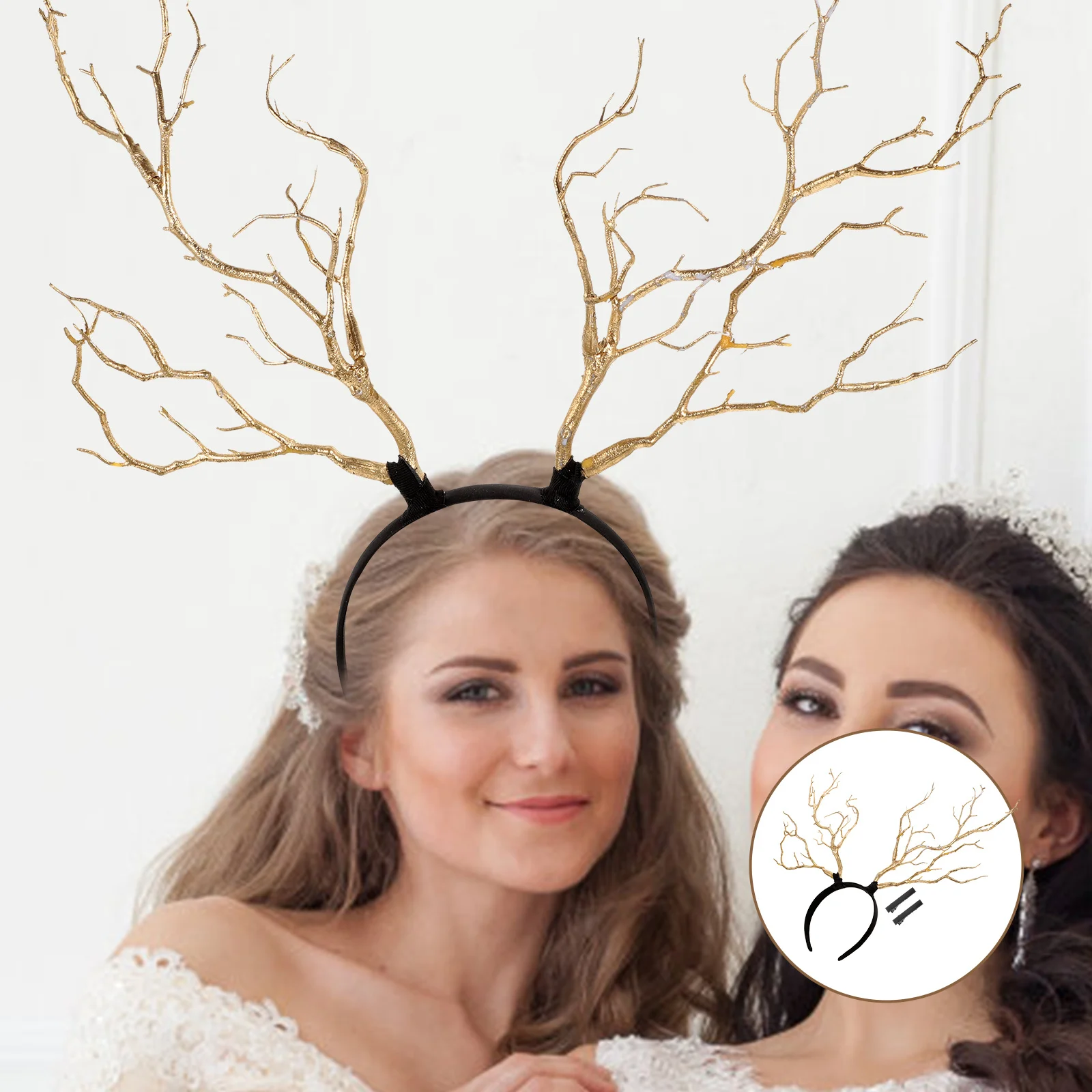 

1pc Antler Headband Premium Resin Branch Style Party Supply For Christmas Cosplay Costume Accessory Decor Hair Hoops Festival