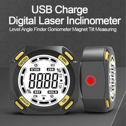 Laser Digital Protractor Inclinometer Rechargeable Angle Ruler Inclinometer Level Angle Goniometer Magnet Tilt Measuring Tool