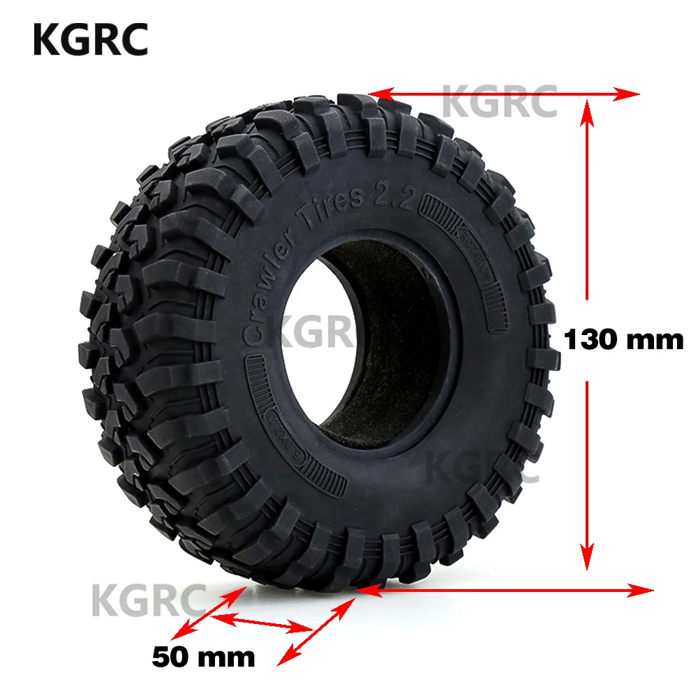 4 Pcs 130*50MM RC Car 2.2 Rubber Tyres Wheel Tires For 1/10 RC Rock Crawler Axial SCX10 Trx-4 RR10 Wraith 90046 90047