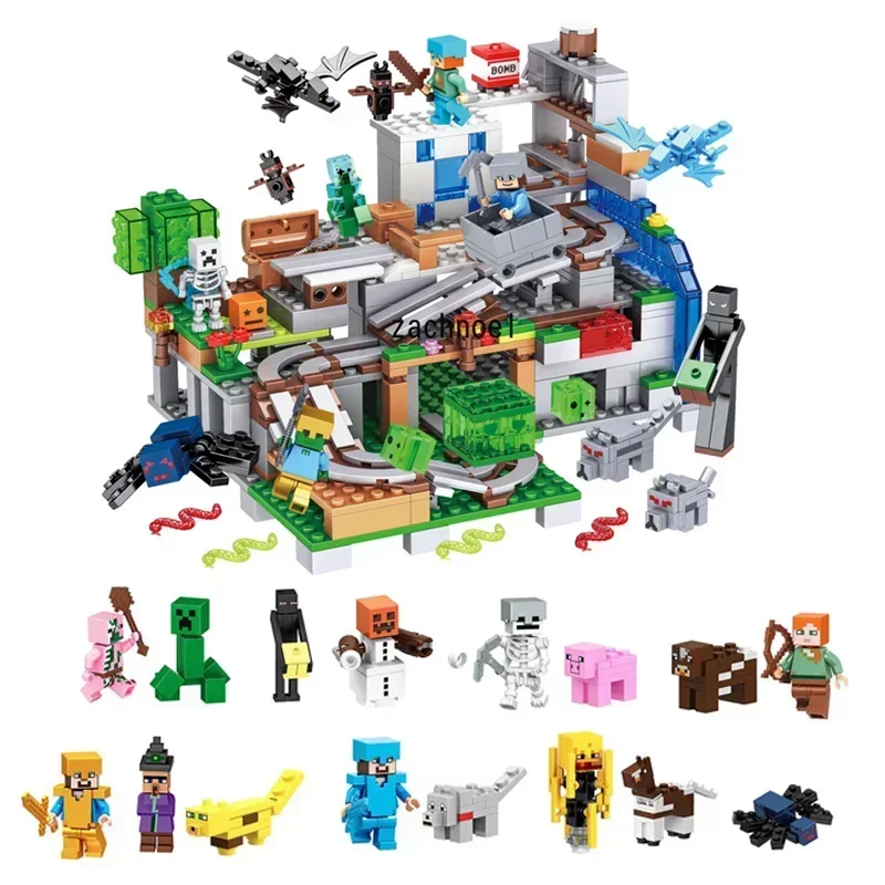 Bloki do modelowania budynków maszynowych kompatybilne z figurkami Steve World Match Building Blocks Toy Boy gift