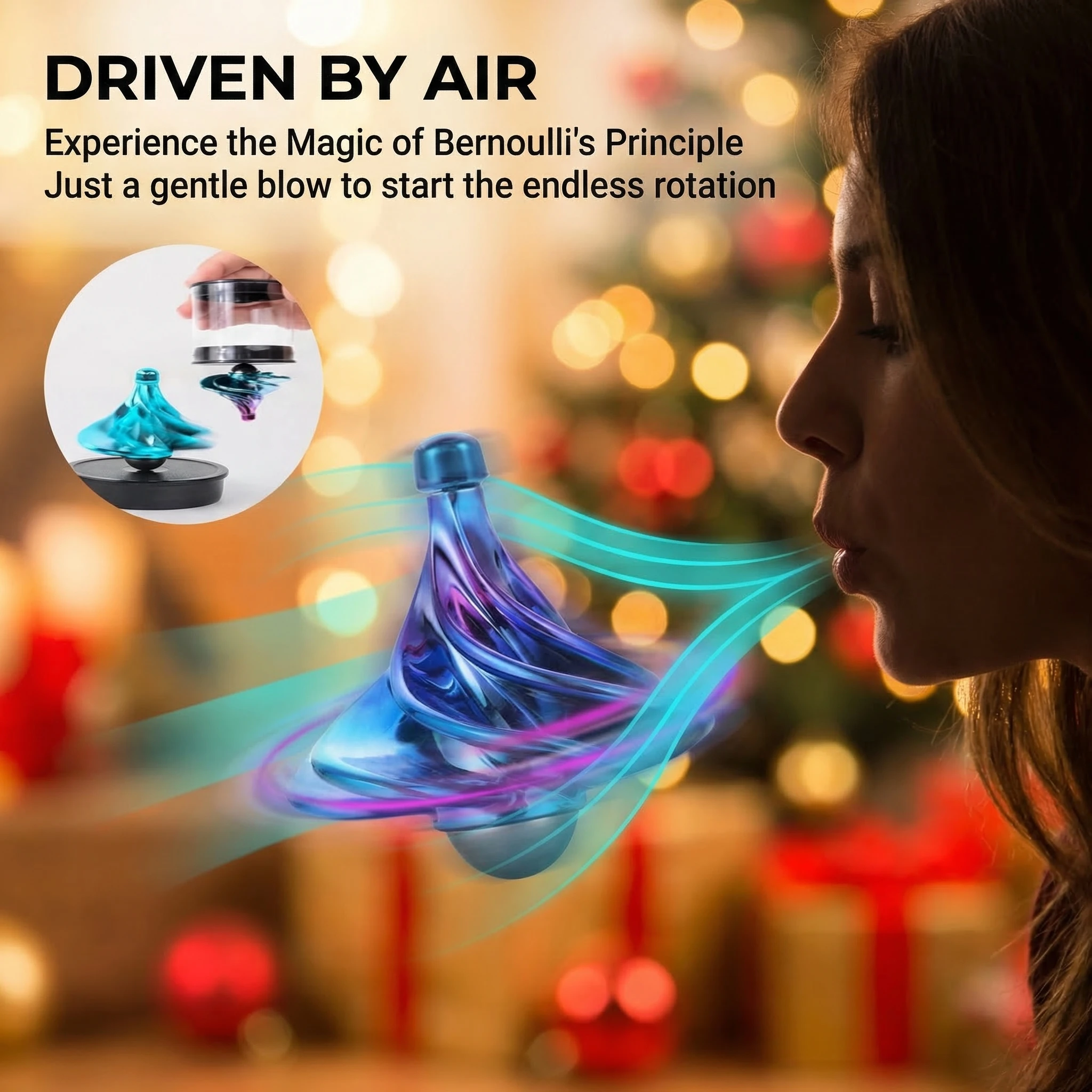 Fun Wind Powered Fidget Gyroscope Colorful Hand Twist Spin Aerodynamic Anti Gravity Physics Decompression Sensory Desk Toy Gifts