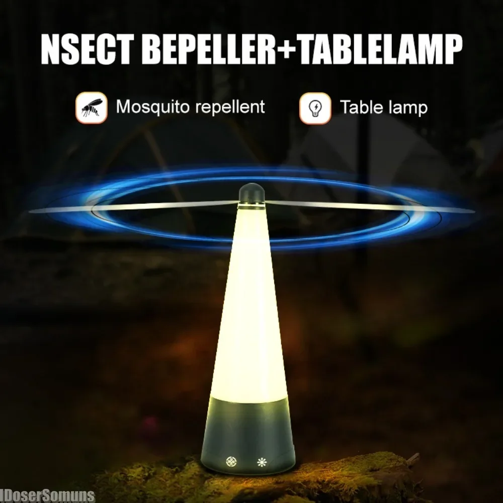 

USB Recharge Outdoor LED Table Lamps Fan Leaf Mosquito Repeller Fly Trap Zapper Insect Killer Household Pest Repellent Table Fan