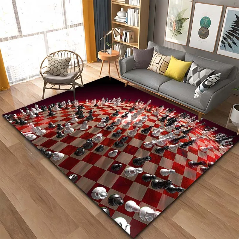 LARGE SIZE Chess Checker Board Plaid Carpet Living Room Bedroom Rug Anti-skid Play Mats Household Bedside Rugs Bay Window Mat