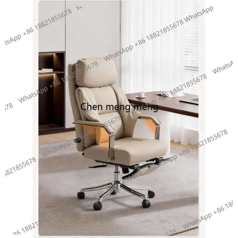 03A Leather comfortable boss chair high-end business office computer chair home reclining nap comfortable sedentary chair