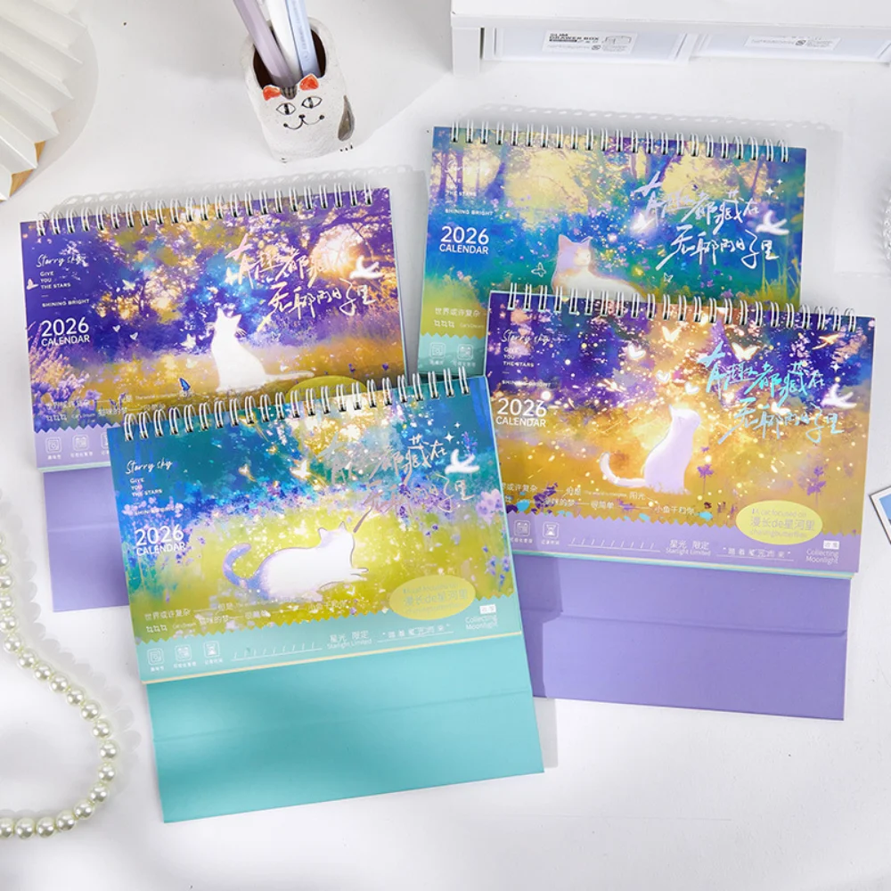 절묘한 책상 달력 2025.09-2026.12 스탠딩 플립 캘린더 일일 주간 스케줄러 데스크탑 캘린더 사무직을 위한 선물