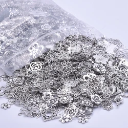 10/30/50Pcs Random Metal Plant Sakura Daisy Cute Rose Flower Charms Pack For Diy Bracelet Jewelry Pendant Wholesale Making Bulk