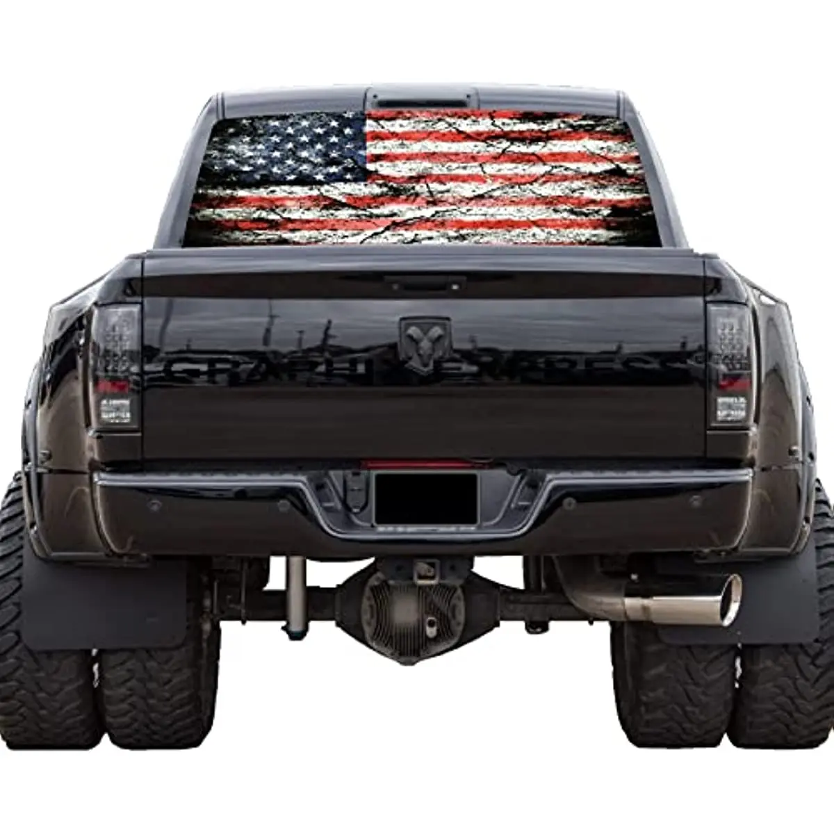 GRAPHIX EXPRESS Truck Back Window Graphics - American Flag Decal (P530) - Patriotic Red, White, and Blue USA Flag - Universal Se