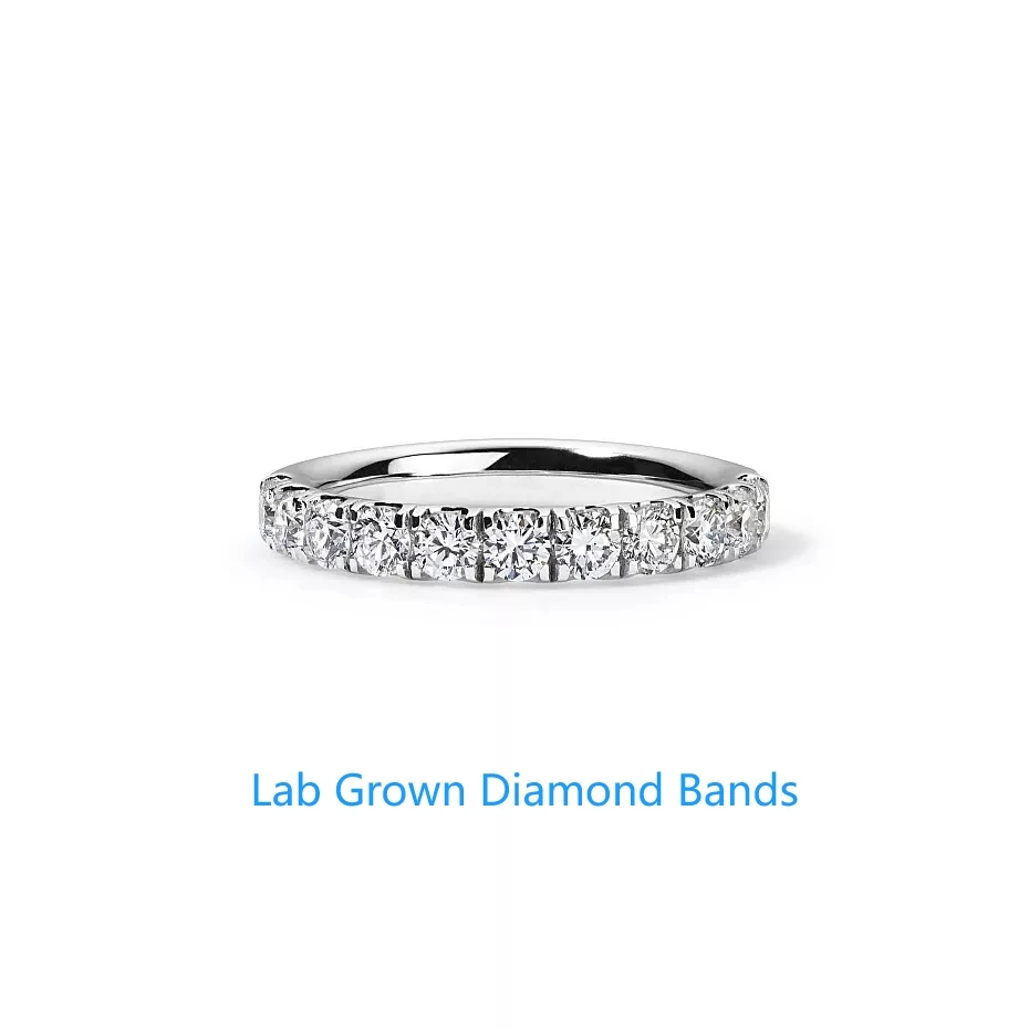 

Всего 1CTW 2,8 мм. Каждая кольцо из цельного золота с бриллиантом Half Eternity Band HPHT DEF VS-VVS, выращенное в лаборатории бриллиантовое кольцо Half Eternity Platinum 950
