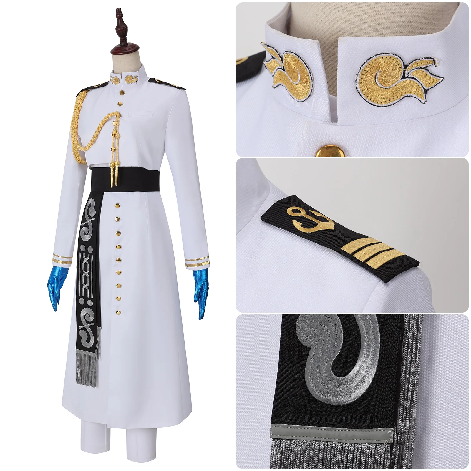 Game Nemo Cosplay Costume White Uniform Sui with Hat Accessories for Men Halloween Carnival Party Outfit
